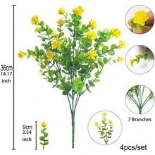 4入組人造花束 - 黃色 - 查看 2