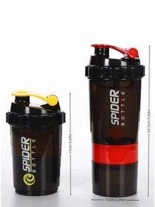 Vaso mezclador de proteínas GENESIS COSMETICS con caja para pastillas, agitador de gimnasio y fitness, botella deportiva, botella de agua para exteriores - Blanco - Ver 3