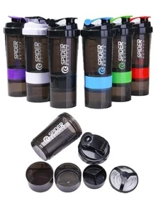 Vaso mezclador de proteínas GENESIS COSMETICS con caja para pastillas, agitador de gimnasio y fitness, botella deportiva, botella de agua para exteriores - Blanco - Ver 2