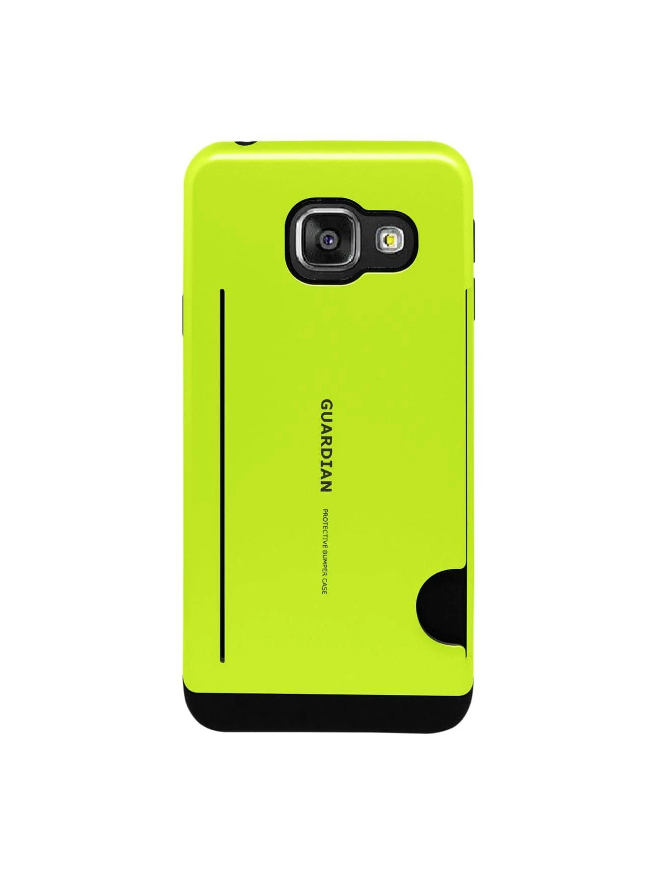 Rugged Use Card Holder Case Cover For Galaxy A3 2016 Guardian - Lime Green - View 1
