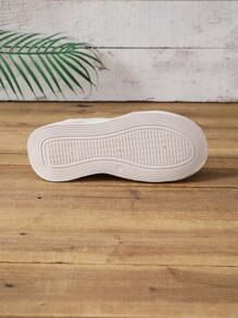 Phụ nữ có dây buộc phía trước Bản vá trang trí chi tiết đục lỗ Giày thể thao, giày thể thao ngoài trời Skate - Màu be - Xem 7