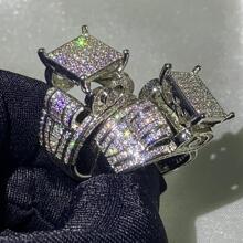 1入組方晶鋯石裝飾戒指 - 白色 - 查看 1