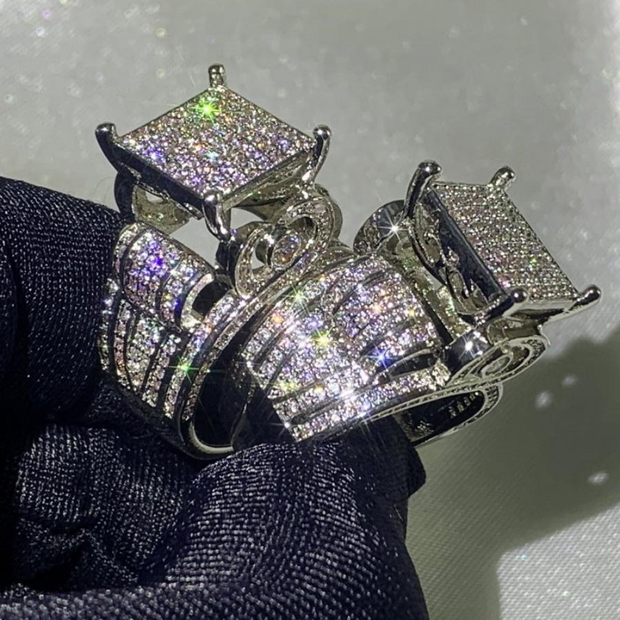 1入組方晶鋯石裝飾戒指 - 白色 - 查看 1