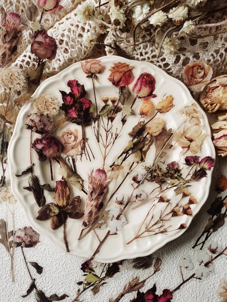 40pcs Floral Pattern Sticker, Creative Multi-Purpose Decorative Sticker For Hand Account Decoration Back To School - Multicolor - View 1