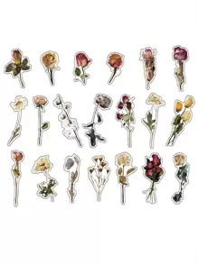 40pcs Floral Pattern Sticker, Creative Multi-Purpose Decorative Sticker For Hand Account Decoration Back To School - Multicolor - View 5