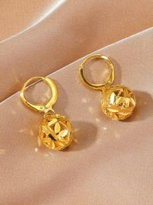 Bead Decor Drop Earrings - Yellow Gold - View 1