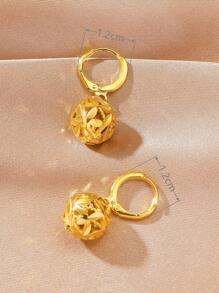 Bead Decor Drop Earrings - Yellow Gold - View 3