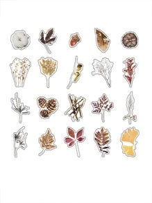 40pcs Plant Pattern Sticker, Creative Multi-Purpose Decorative Sticker For Hand Account Decoration Back To School - Multicolor - View 5