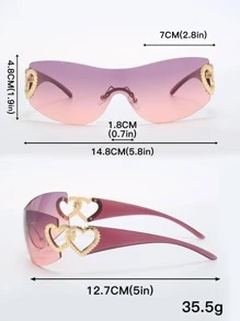 愛心裝飾無框圍裹式太陽眼鏡 - 彩色 - 查看 4