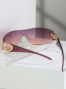 愛心裝飾無框圍裹式太陽眼鏡 - 彩色 - 查看 2