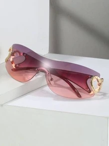 愛心裝飾無框圍裹式太陽眼鏡 - 彩色 - 查看 1