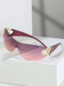 愛心裝飾無框圍裹式太陽眼鏡 - 彩色 - 查看 3