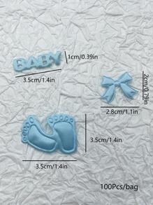 100pcs Bow & Letter Design Throwing Confetti,Christmas - Baby Blue - View 3