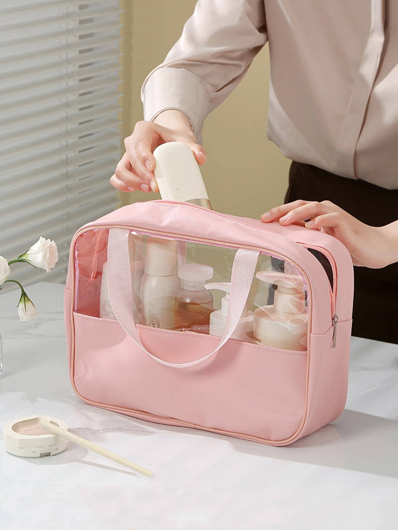 1入組素色洗漱包 - 粉色 - 查看 1