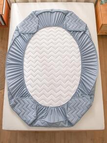 1 szt. Jednolity kolor pikowany pokrowiec na materac nawierzchniowy - Brudny niebieski - Zobacz 7