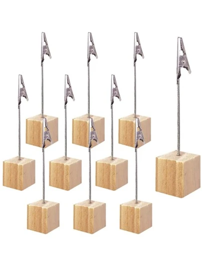 10pcs Table Number Holders, Alligator Clips Table Numbers Card Stand Food Labels Wedding Buffet Labels Party Decoration Stands Wooden Best