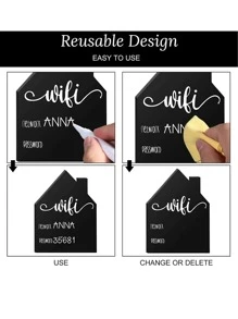 WiFi Password Sign Wooden Table WiFi Sign Freestanding Sign With Board Erasable Pen Chalkboard Style Freestanding Sign For Home Business Centerpieces Decor Best Gifts Birthday Graduation - Black - View 5