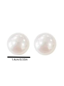 人造珍珠裝飾耳環 - 銀色 - 查看 3