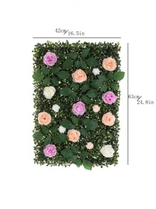 1入組花卉裝飾人造草坪，用於花園裝飾現代塑料人造草坪