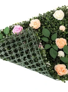 1入組花卉裝飾人造草坪，用於花園裝飾現代塑料人造草坪