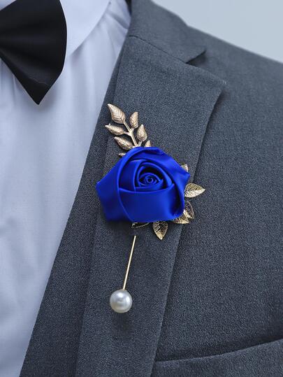 1pc/6pcs Rose Bud With Metal Accessories High-End Men's Boutonniere Suitable For Groom, Groomsmen, Wedding Decoration, Evening Party, Event Commemoration