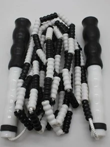 Cuerda De Saltar Con Cuentas En Blanco Y Negro - Blanco y Negro - Ver 2