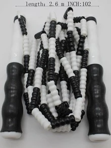 Cuerda De Saltar Con Cuentas En Blanco Y Negro - Blanco y Negro - Ver 3