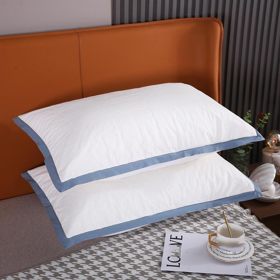 Bộ 2 vỏ gối lót len trắng + ruột gối, vỏ gối len 3 lớp thoáng khí tối giản kèm ruột gối, dùng trong nhà. - trắng - Xem 1