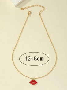 唇部吊墜項鏈 - 彩色 - 查看 3