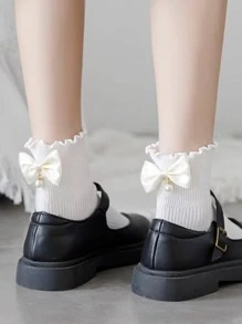 Bow Decor Crew Socks, Fall
