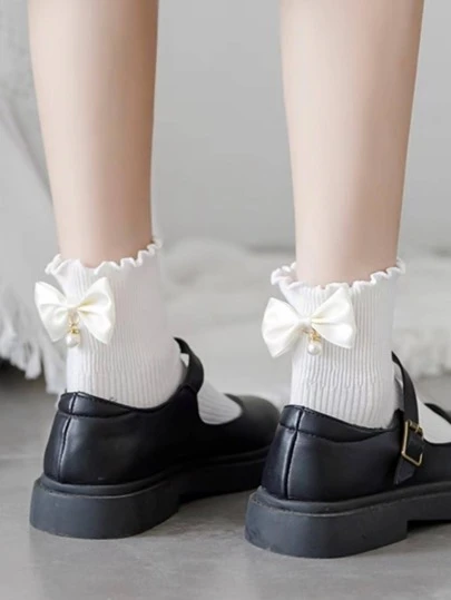 秋季蝴蝶结装饰中筒袜