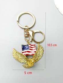1入組女性老鷹和美國國旗吊墜時尚鑰匙圈適用於禮品 - 金色 - 查看 2