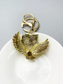 1入組女性老鷹和美國國旗吊墜時尚鑰匙圈適用於禮品 - 金色 - 查看 3
