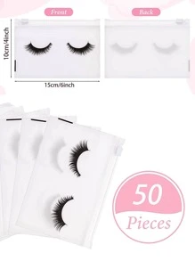 50 cái Túi trang điểm họa tiết lông mi - trắng - Xem 4