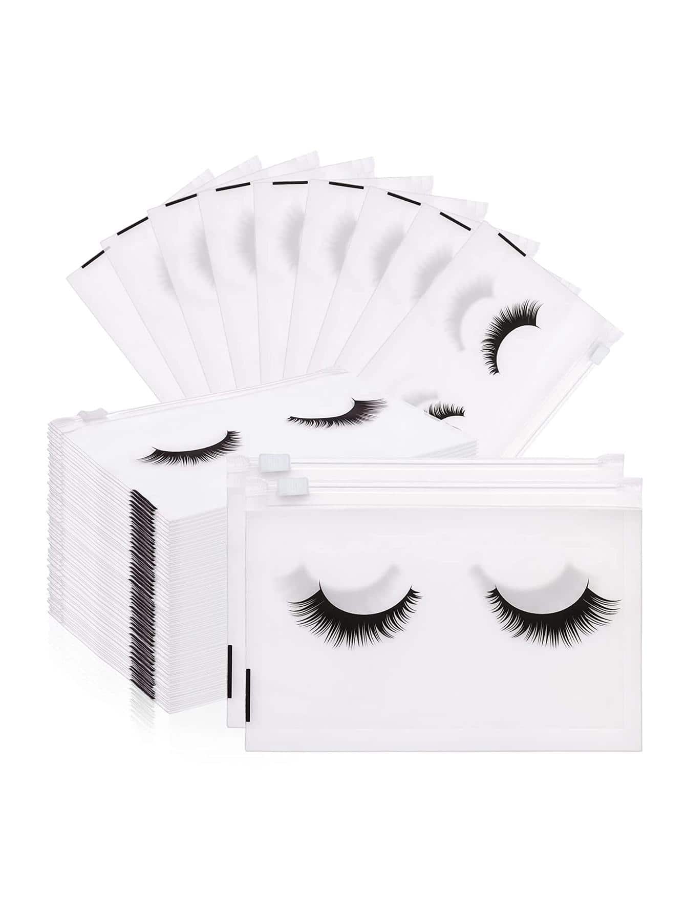 50 cái Túi trang điểm họa tiết lông mi - trắng - Xem 1