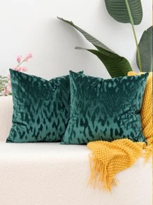 1入組刻花天鵝絨靠墊套 - 墨綠色 - 查看 1