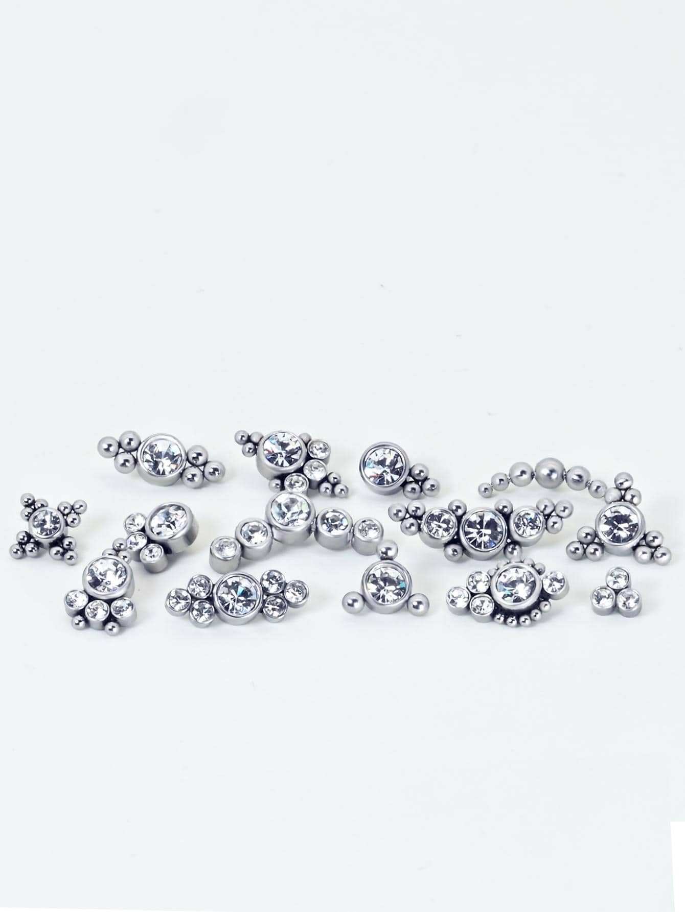 14入组/套水鑽裝飾耳釘 - 查看 1