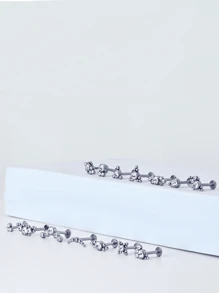 14入组/套水鑽裝飾耳釘 - 查看 2