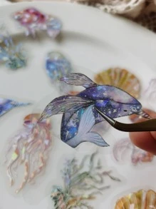 20 cái Nhãn dán hoa văn sinh vật biển, Nhãn dán trang trí đa năng sáng tạo để trang trí tài khoản tay - Nhiều màu - Xem 3