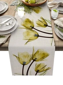 1 cái Á hậu bàn họa tiết hoa, Á hậu bàn bếp vải lanh hiện đại cho gia đình - Màu vàng - Xem 1