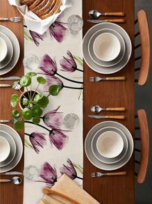 1 cái Á hậu bàn họa tiết hoa, Á hậu bàn bếp vải lanh hiện đại cho gia đình - Màu vàng - Xem 4