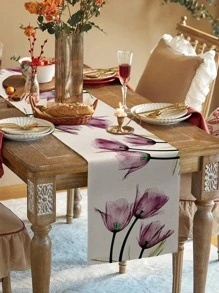 1 cái Á hậu bàn họa tiết hoa, Á hậu bàn bếp vải lanh hiện đại cho gia đình - Màu vàng - Xem 5