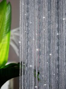 1 chiếc rèm đính cườm có chỉ bạc - Xám - Xem 1