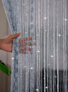 1 chiếc rèm đính cườm có chỉ bạc - Xám - Xem 3