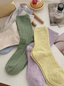 6pairs Dot Print Crew Socks - Multicolor - View 1