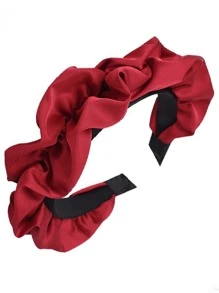 女性抽褶細節時尚髮箍適用於頭髮裝飾用品 - 酒紅色 - 查看 4