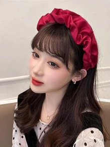 女性抽褶細節時尚髮箍適用於頭髮裝飾用品 - 酒紅色 - 查看 3