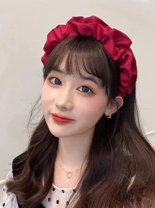 女性抽褶細節時尚髮箍適用於頭髮裝飾用品 - 酒紅色 - 查看 2