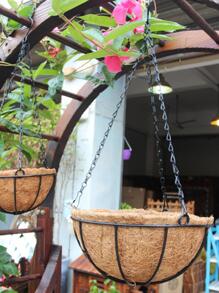 1套稻草悬挂花盆篮 - 黃色 - 查看 6