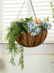 1套稻草悬挂花盆篮 - 黃色 - 查看 4